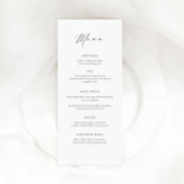 Modern wedding menu card with guest name