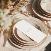 Modern wedding menu card with guest name