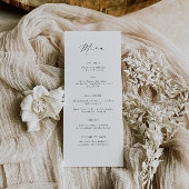 Modern wedding menu card with guest name