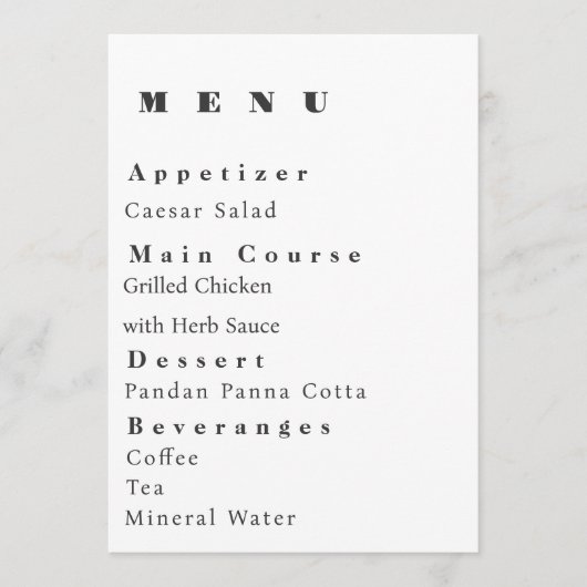 Modern Wedding Menu Template (Voorkant)
