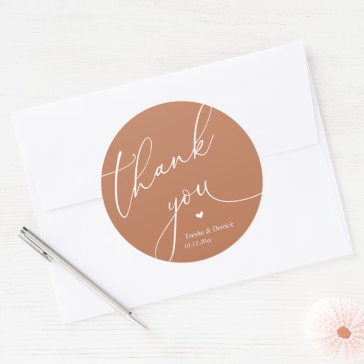 Modern Wedding Minimal Thank You Cute Heart Gifts Ronde Sticker (Envelop)