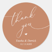 Modern Wedding Minimal Thank You Cute Heart Gifts Ronde Sticker (Voorkant)