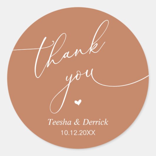 Modern Wedding Minimal Thank You Cute Heart Gifts Ronde Sticker (Voorkant)