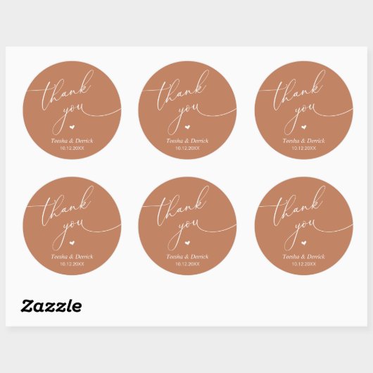 Modern Wedding Minimal Thank You Cute Heart Gifts Ronde Sticker (Vel)