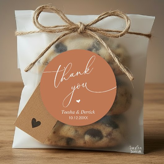 Modern Wedding Minimal Thank You Cute Heart Gifts Ronde Sticker