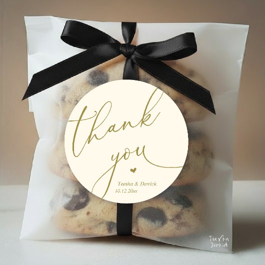 Modern Wedding Minimal Thank You Cute Heart Gifts Ronde Sticker