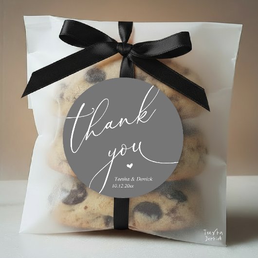 Modern Wedding Minimal Thank You Cute Heart Gifts Ronde Sticker
