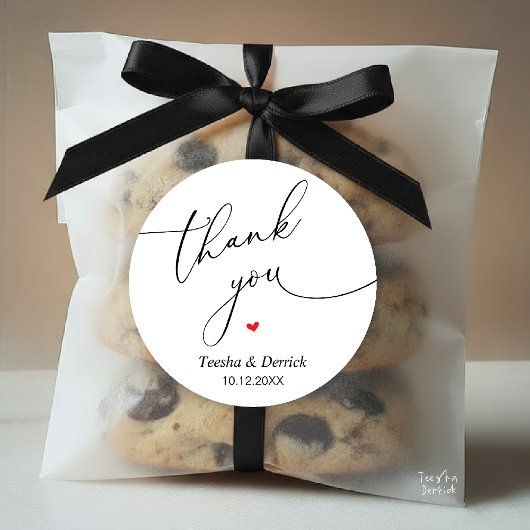 Modern Wedding Minimal Thank You Cute Heart Gifts Ronde Sticker
