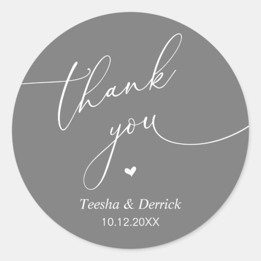 Modern Wedding Minimal Thank You Cute Heart Gifts Ronde Sticker (Voorkant)