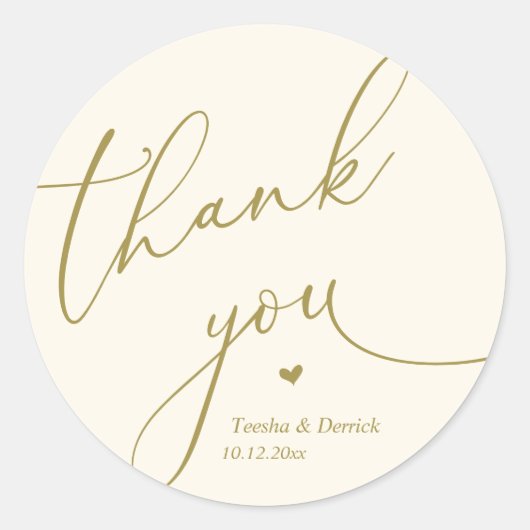 Modern Wedding Minimal Thank You Cute Heart Gifts Ronde Sticker (Voorkant)