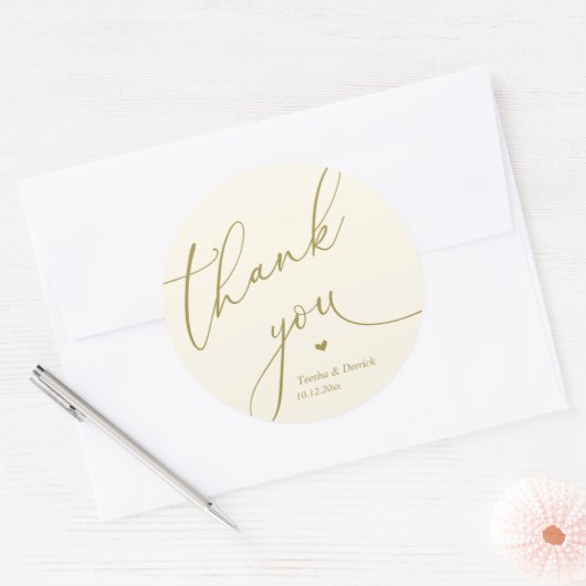Modern Wedding Minimal Thank You Cute Heart Gifts Ronde Sticker (Envelop)