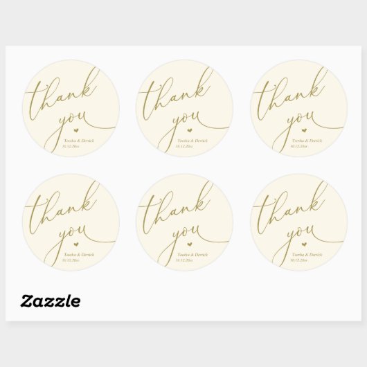 Modern Wedding Minimal Thank You Cute Heart Gifts Ronde Sticker (Vel)