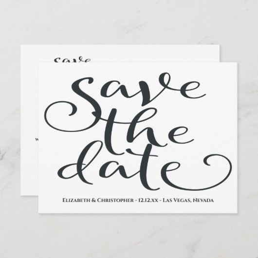 Modern Wedding minimalist bespaart de datum grijs Briefkaart (Voorkant / Achterkant)