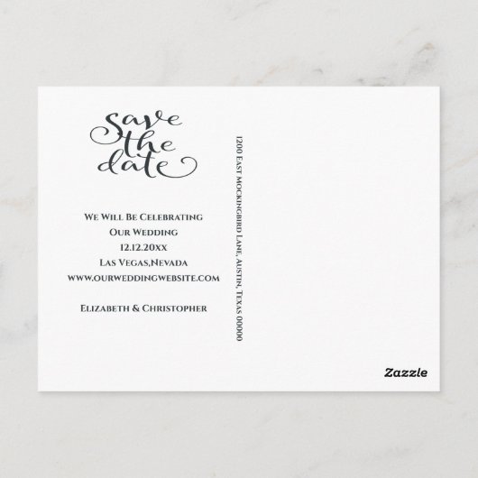 Modern Wedding minimalist bespaart de datum grijs Briefkaart (Achterkant)