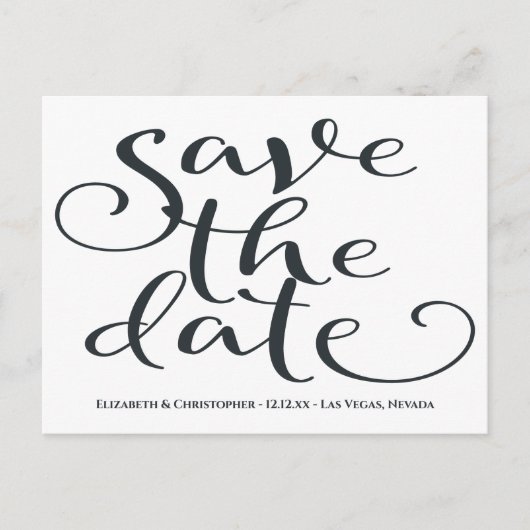 Modern Wedding minimalist bespaart de datum grijs Briefkaart (Voorkant)