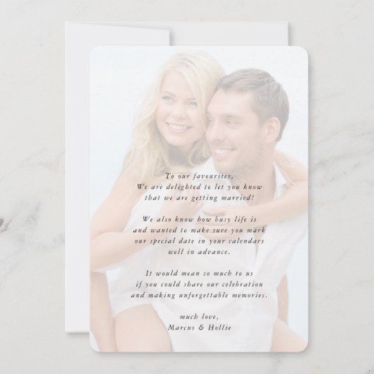 MODERN WEDDING minimalistisch verloving kalligrafi Kaart (Achterkant)