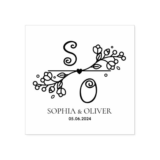 Modern Wedding Monogram Rubberstempel (Afrduk)