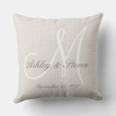 Modern Wedding Monogram Rustic Linen Kijk Buitenkussen (Achterkant)