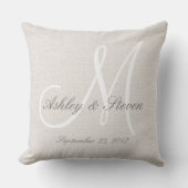 Modern Wedding Monogram Rustic Linen Kijk Buitenkussen (Voorkant)