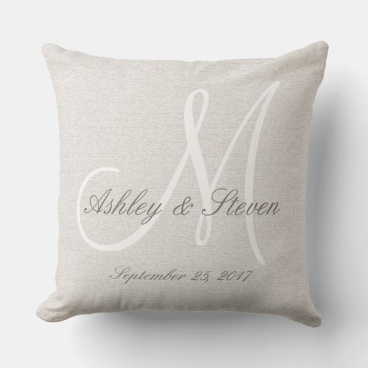 Modern Wedding Monogram Rustic Linen Kijk Buitenkussen (Voorkant)