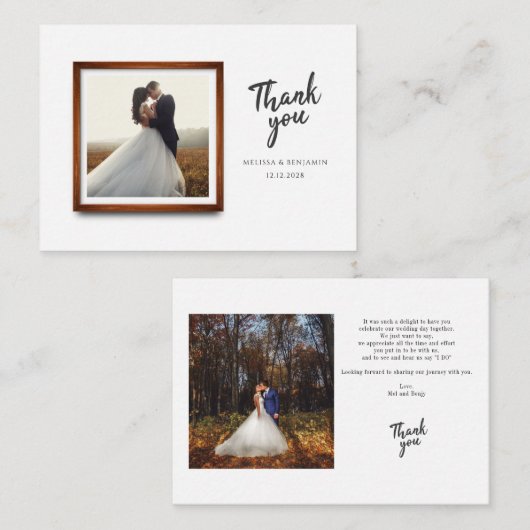 Modern Wedding Multi Foto bedankt Notitiekaartje (Voorkant / Achterkant)