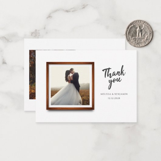 Modern Wedding Multi Foto bedankt Notitiekaartje (Voorkant / Achterkant in situ)