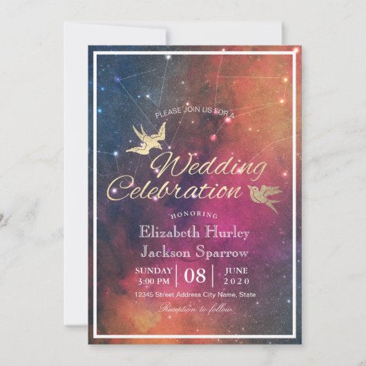 Modern Wedding Night Star Sky Galaxy Constellation Kaart (Voorkant)