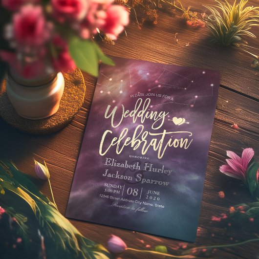Modern Wedding Night Star Sky Galaxy Constellation Kaart