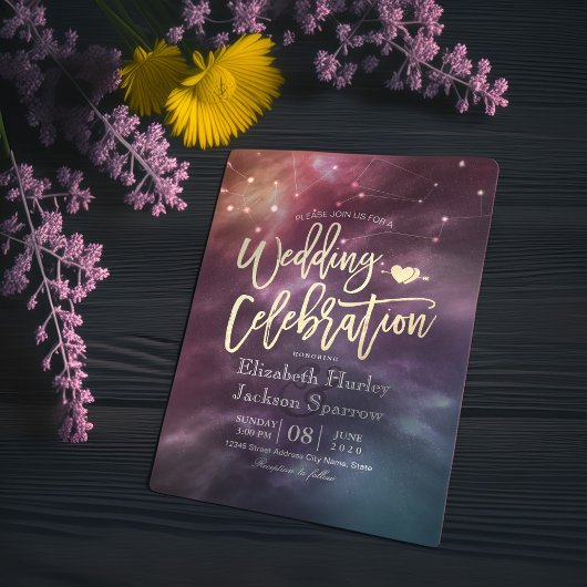 Modern Wedding Night Star Sky Galaxy Constellation Kaart