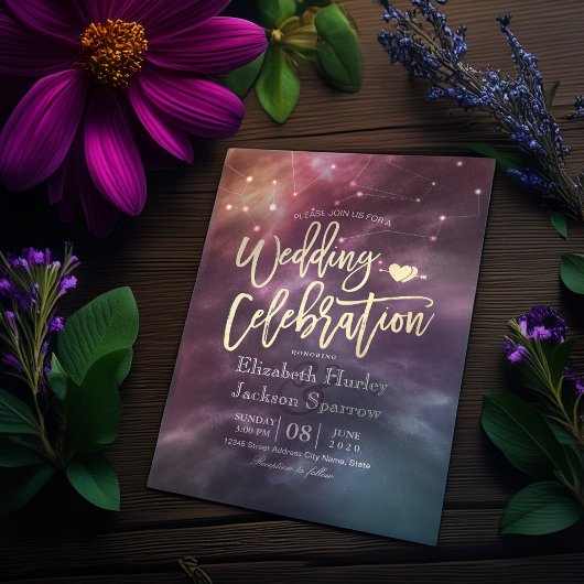 Modern Wedding Night Star Sky Galaxy Constellation Kaart