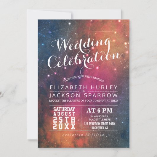 Modern Wedding Night Star Sky Galaxy Constellation Kaart (Voorkant)