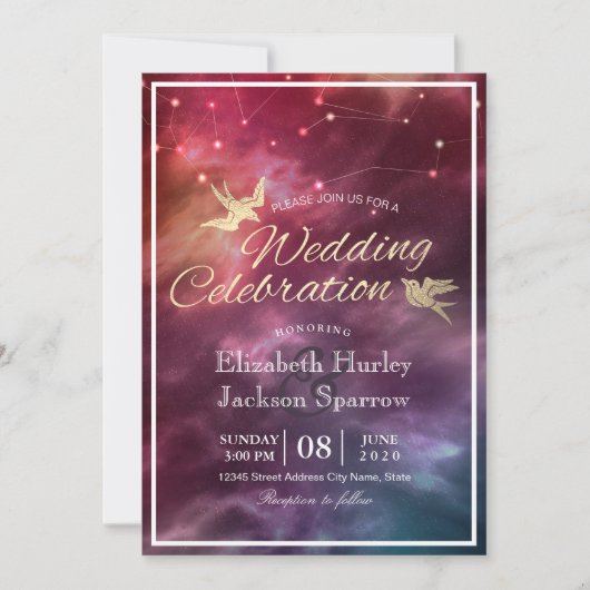 Modern Wedding Night Star Sky Galaxy Constellation Kaart (Voorkant)