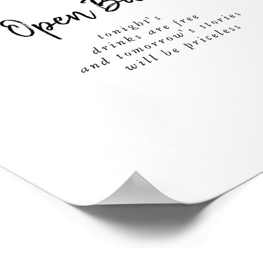 Modern Wedding Open Bar Sign Poster (Hoek)