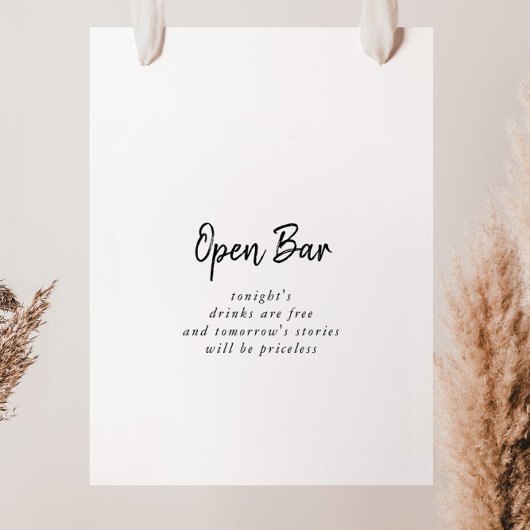 Modern Wedding Open Bar Sign Poster