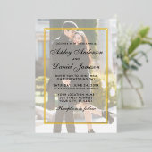 Modern Wedding Overlay Front Back Foto's Gold Folie Uitnodiging (Staand Voorkant)