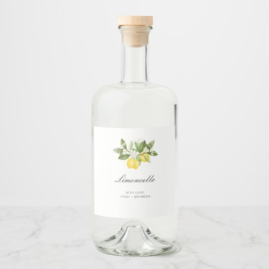 Modern Wedding Party Favor Limoncello Lemon Likeurfles Etiket (Voorkant)