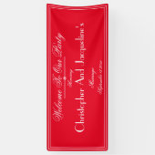 Modern Wedding Party Script Romantisch Rood Welkom Spandoek (Verticaal)