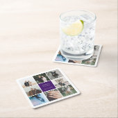 Modern Wedding Photo Collage Afbeelding Grid Kartonnen Onderzetters (Insitu)