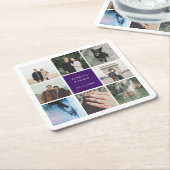 Modern Wedding Photo Collage Afbeelding Grid Kartonnen Onderzetters (Schuin)