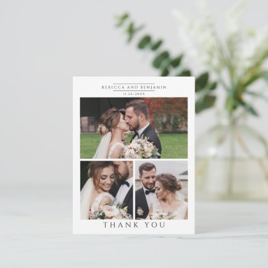 Modern Wedding Photo Collage Bedankkaart (Staand voorkant)