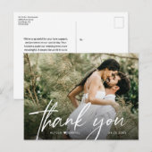 Modern Wedding Photo Handlettered Script Bedankt Briefkaart (Voorkant / Achterkant)