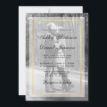 Modern Wedding Photo Invitation G - Overlay B&W Kaart<br><div class="desc">Moderne Eenvoudige weddenschap - Zwarte & Witte Foto met overlay - Gold Framer</div>