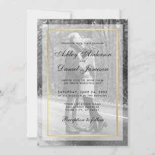 Modern Wedding Photo Invitation G - Overlay B&W Kaart