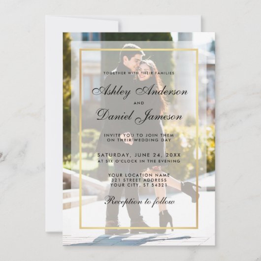 Modern Wedding Photo Invitation Overlay G Kaart (Voorkant)