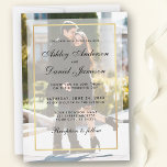 Modern Wedding Photo Invitation Overlay G Kaart<br><div class="desc">Moderne Eenvoudige weddenschap - Foto met overlay - Gold Lijst</div>