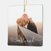 Modern Wedding Photo Keepsake Keramisch Ornament (Links)