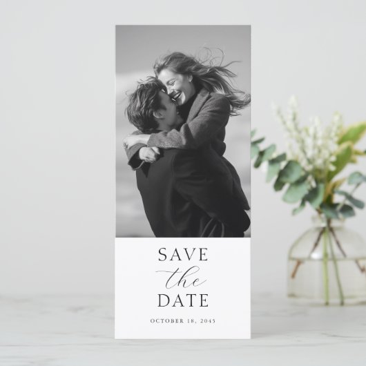 Modern Wedding Photo Save the Date with QR Code (Staand voorkant)