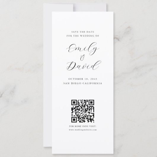 Modern Wedding Photo Save the Date with QR Code (Achterkant)