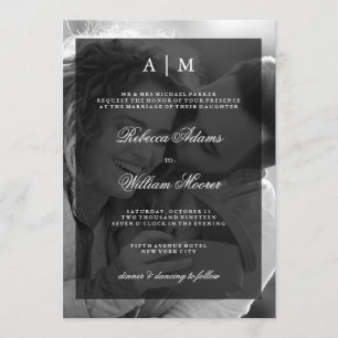 Modern Wedding Photo Uitnodiging Zwarte overlay