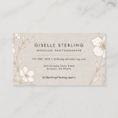 Modern Wedding Photographer Botanical Floral Linen Visitekaartje (Achterkant)